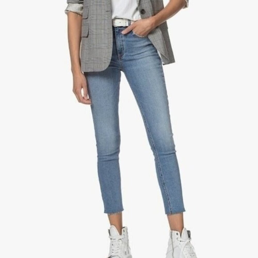 Rag & Bone High Rise Ankle Raw Hem Skinny Jeans Heather Size 26